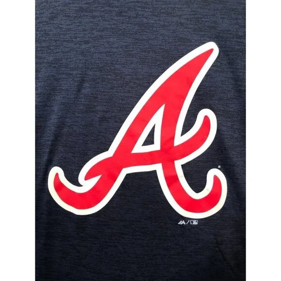 Atlanta Braves Long Sleeve Shirt MLB Baseball Logo Navy Blue Adult Small S NWT - Picture 3 of 8